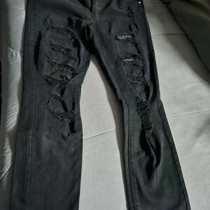 Edgy Black Distressed Skinny Jeans